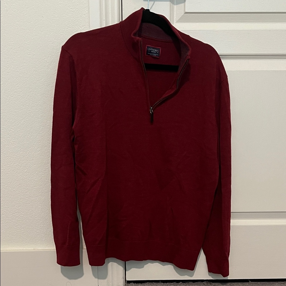 UNTUCKit Men's Quarter-Zip Cardigan Sweater - Burgundy